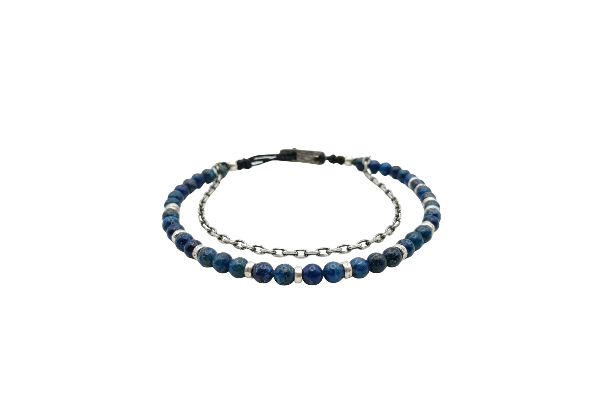 Lapis Taşlı Gümüş Zincirli Bileklik