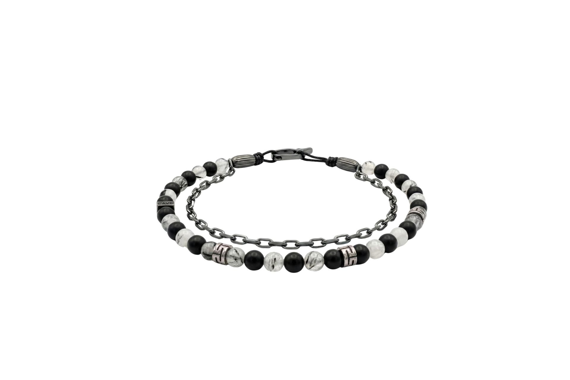 Rutil Kuvars Oniks Gümüş Zincirli Bileklik